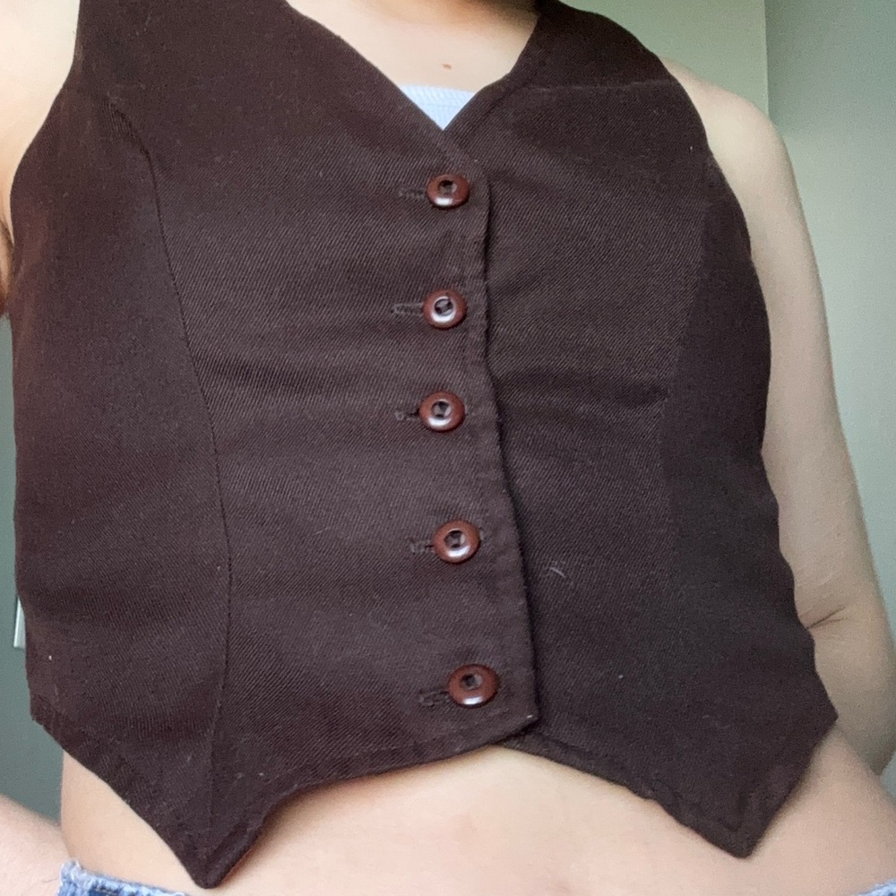 Chocolate Brown Button-Up Vest